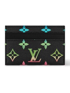 NEW Louis Vuitton Black Iridescent Multicolor Monogram Card Holder